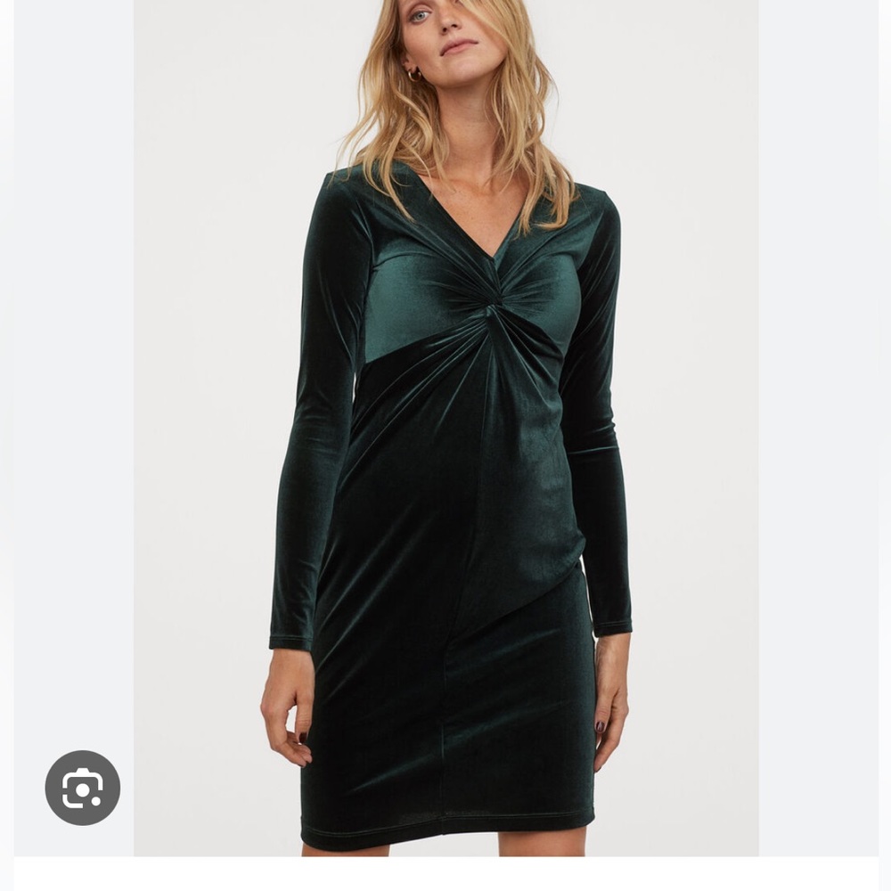 Velvet Green Maternity Dress Like New For Special Occasions-NYE